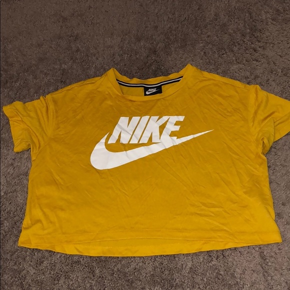 nike crop top yellow